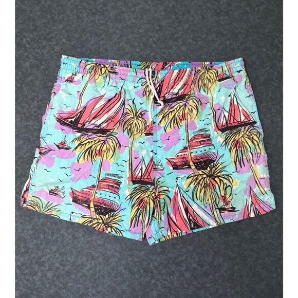 Island Life by Catalina Pattern Swim Shorts - Sz M with Liner - Picture 1 of 6